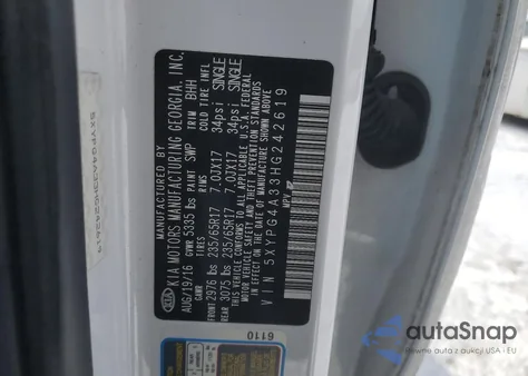 2017 Kia Sorento Lx z USA, uszkodzony, nr VIN 5XYPG4A33HG242619